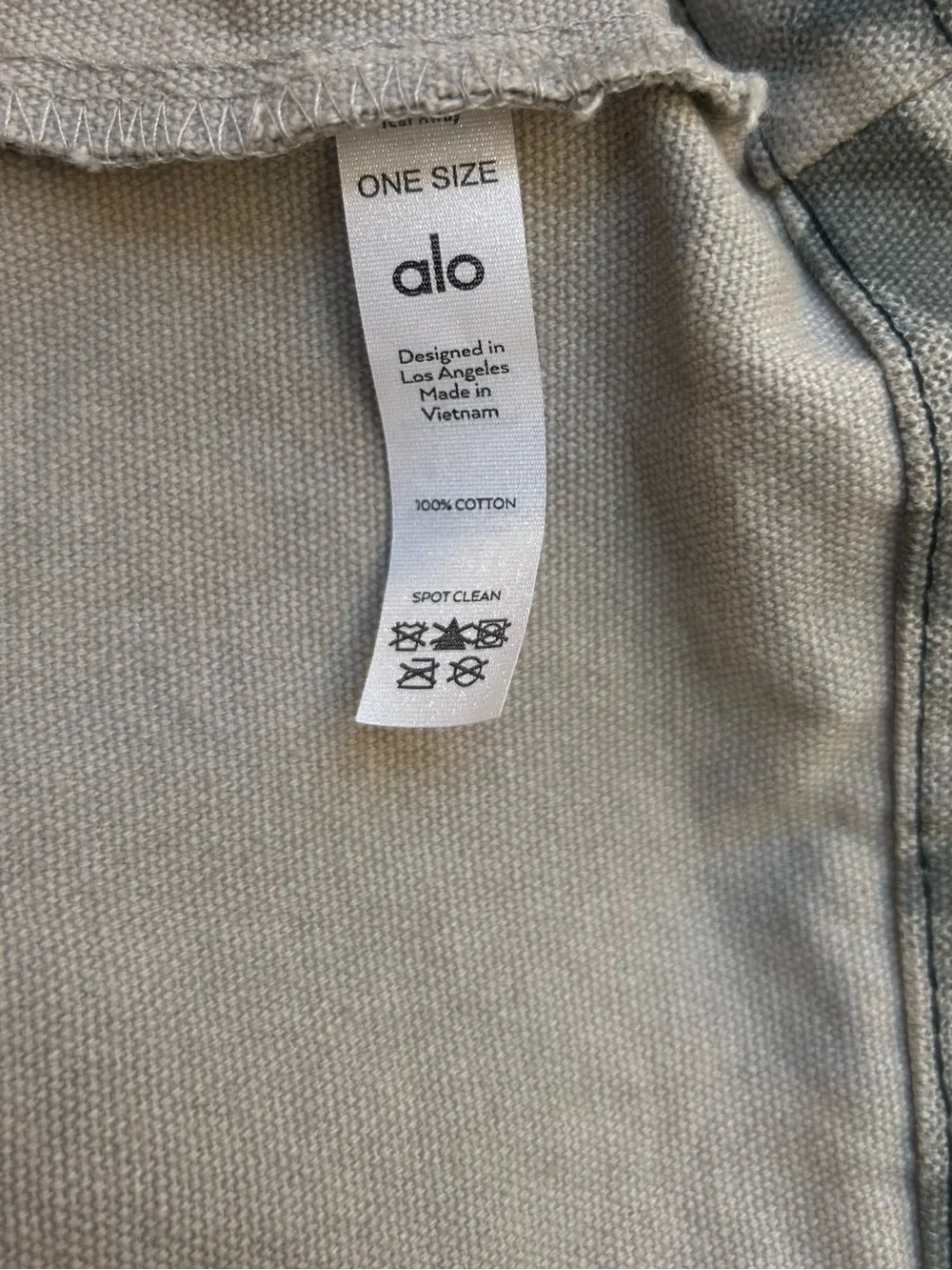 ALO Yoga Gray Tie Dye Canvas Tote Bag Double Logo Gym Beach Travel